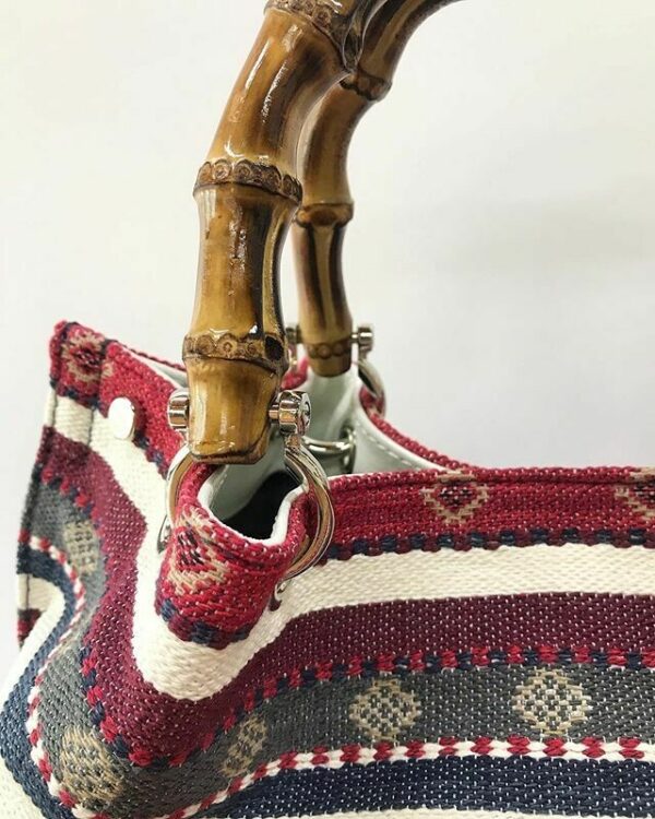 Borsa SAC tessuto Maya e pelle Vernice Bianca - immagine 2
