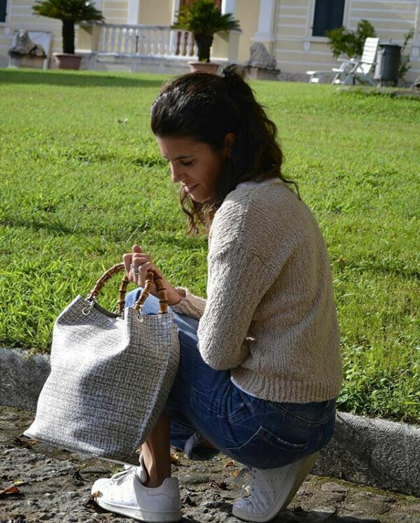 Borsa SAC Tessuto Intrecciato Beige