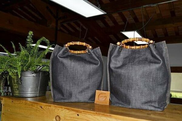 Borsa SAC Jeans Off-Black Cuciture Bicolore - immagine 3