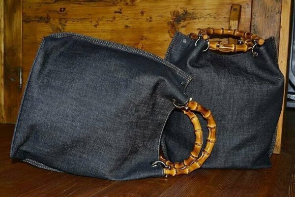 Borsa SAC Jeans Off-Black Cuciture Bicolore - immagine 4