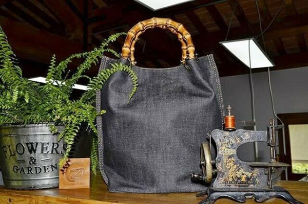 Borsa SAC Jeans Off-Black Cuciture Bicolore