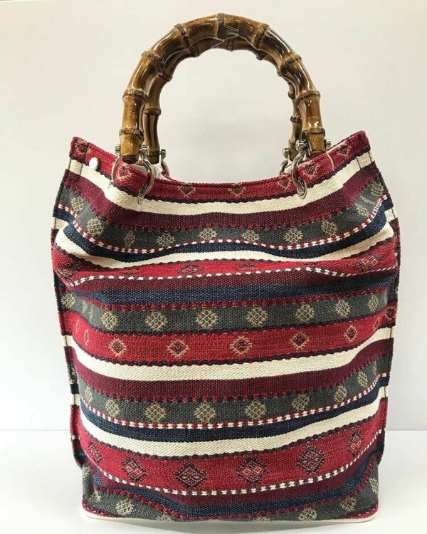 Borsa SAC tessuto Maya e pelle Vernice Bianca