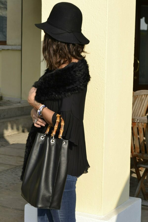 Borsa SAC Pelle con Grana Naturale Nera - immagine 5