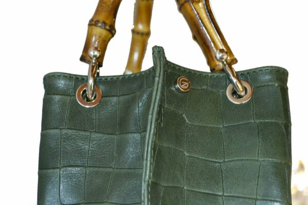 Borsa SAC Pelle Stampa Cocco Verde Bottiglia - immagine 2
