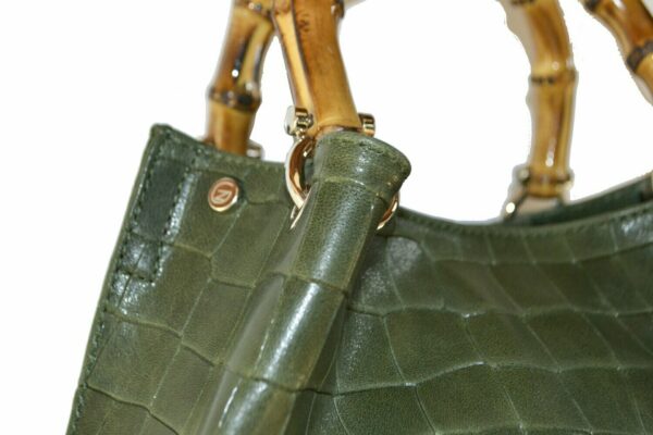 Borsa SAC Pelle Stampa Cocco Verde Bottiglia - immagine 3