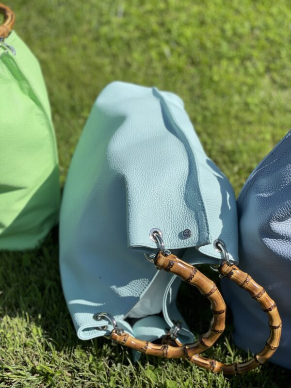 Borsa SAC Pelle con Grana Naturale Color Tiffany - immagine 4