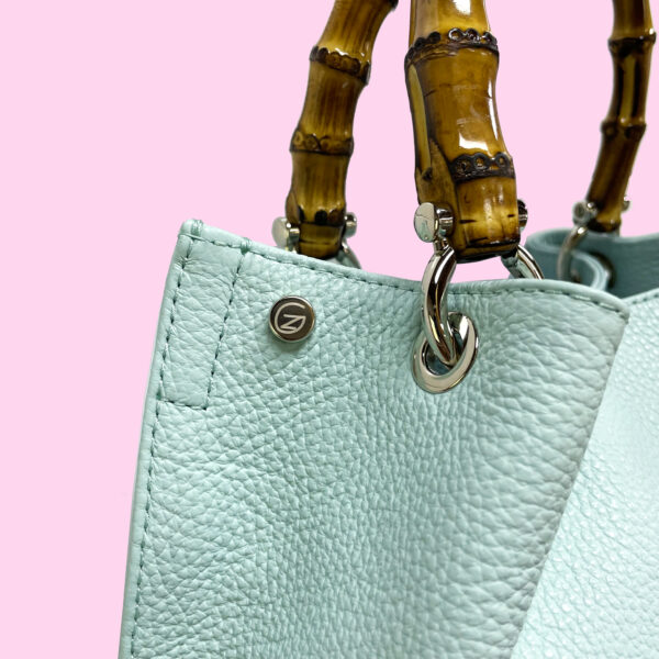 Borsa SAC Pelle con Grana Naturale Color Tiffany - immagine 2