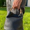 Borsa Mini-SAC Pelle Bottalata Nero