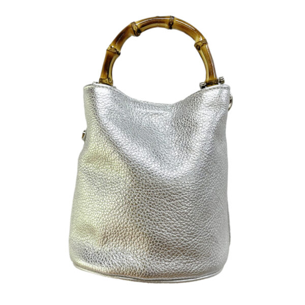 Borsa Mini-SAC Pelle Bottalata Argento