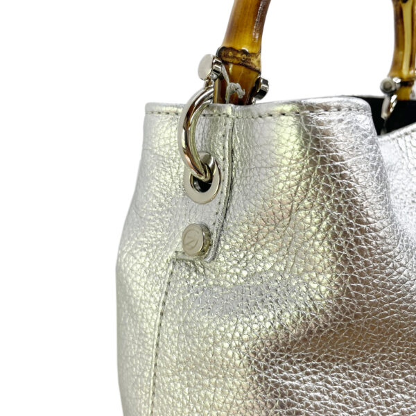 Borsa Mini-SAC Pelle Bottalata Argento - immagine 4