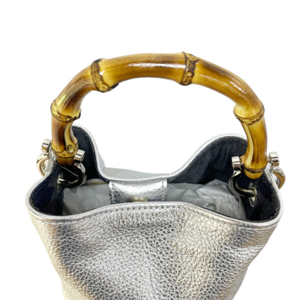 Borsa Mini-SAC Pelle Bottalata Argento - immagine 3