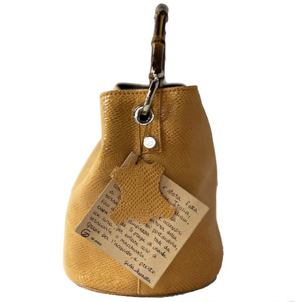 Borsa Mini-SAC Pelle Lucida Effetto Pitone Arancio Mandarino - immagine 4