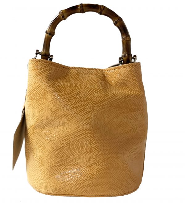 Borsa Mini-SAC Pelle Lucida Effetto Pitone Arancio Mandarino - immagine 3