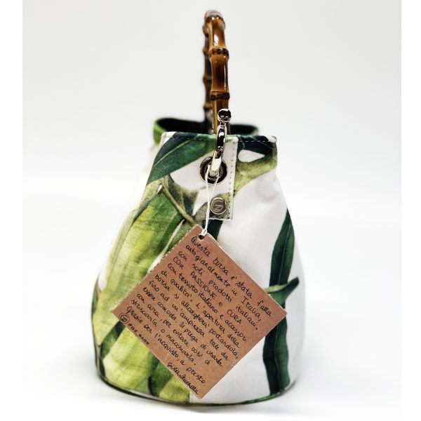 Borsa Mini-SAC Velluto Bianco e Stampa a Foglie - immagine 5