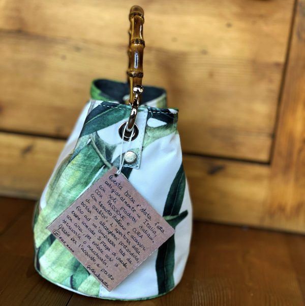 Borsa Mini-SAC Velluto Bianco e Stampa a Foglie - immagine 3