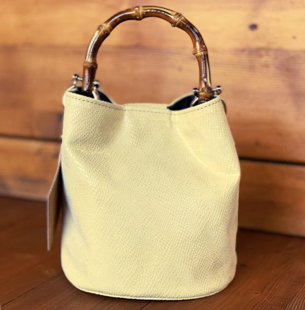 Borsa Mini-SAC Pelle Lucida Effetto Pitone Giallo Pastello - immagine 2