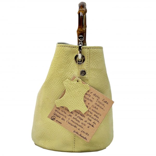 Borsa Mini-SAC Pelle Lucida Effetto Pitone Giallo Pastello - immagine 3