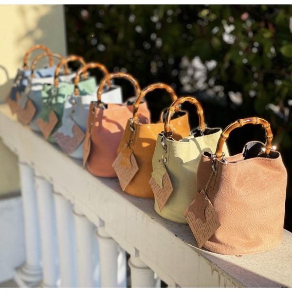 Borsa Mini-SAC Pelle Lucida Effetto Pitone Giallo Pastello - immagine 7