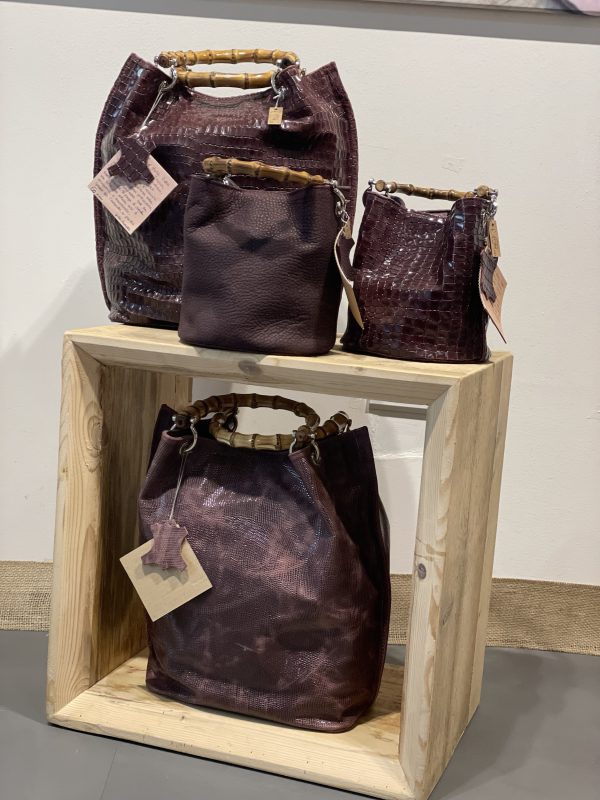 Borsa Mini-SAC Nabuck Bottalato Rosso Vinaccia - immagine 4