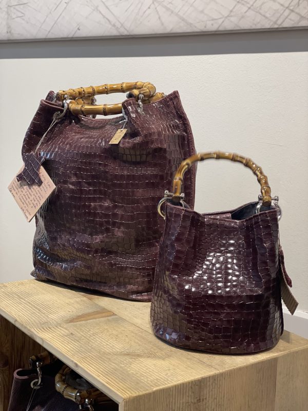 Borsa SAC Pelle Effetto Cocco Rosso Vinaccia - immagine 2