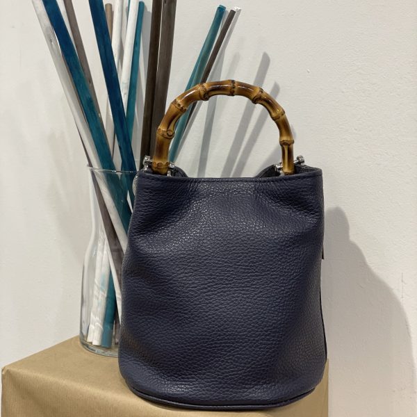 Borsa Mini-SAC Pelle Bottalata Blu Notte