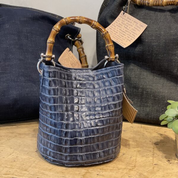 Borsa Mini-Sac Pelle Opaca Stampa Cocco Blu Notte - immagine 2