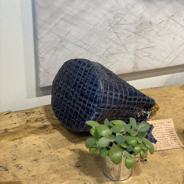 Borsa Mini-Sac Pelle Opaca Stampa Cocco Blu Notte - immagine 3
