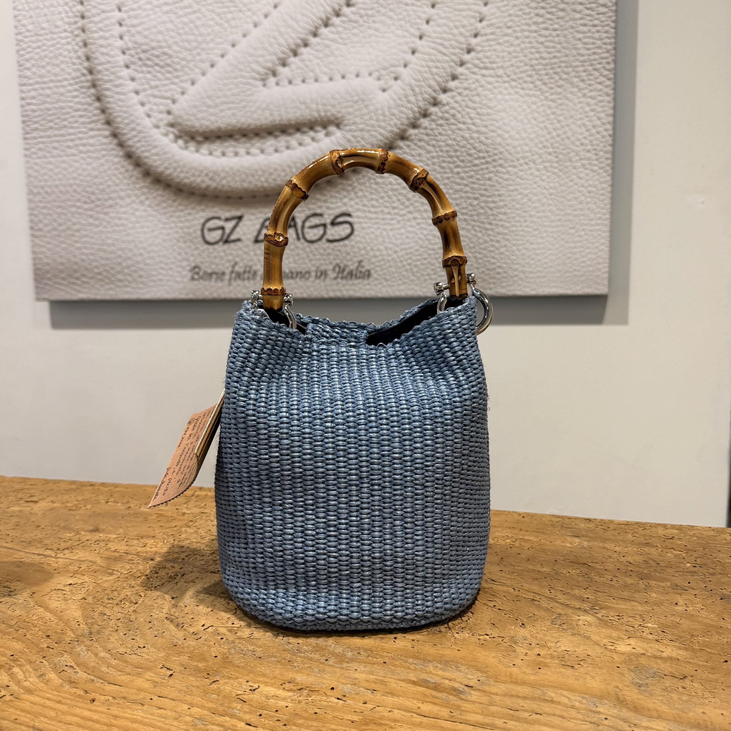 Borsa Mini-Sac Rafia Azzurro Carta Da Zucchero - immagine 3