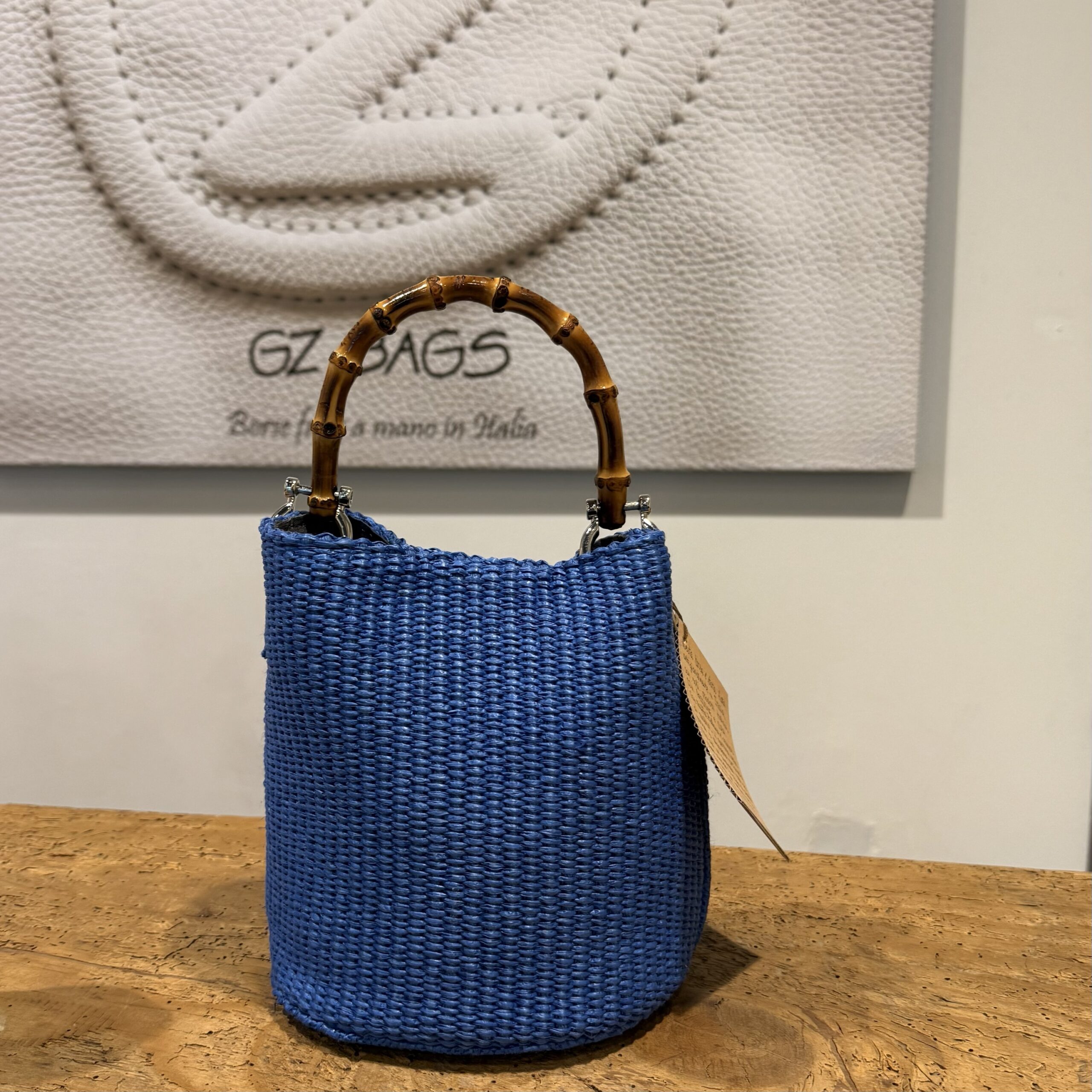 Borsa Mini-Sac Rafia Blu Elettrico - immagine 3