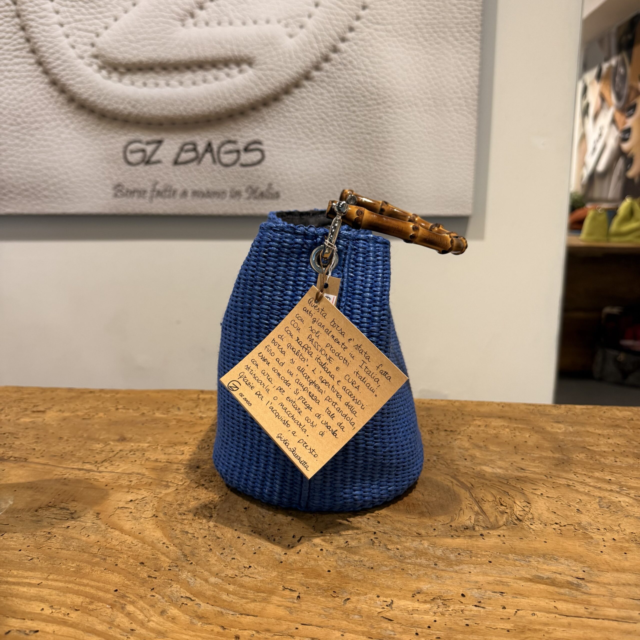 Borsa Mini-Sac Rafia Blu Elettrico - immagine 2
