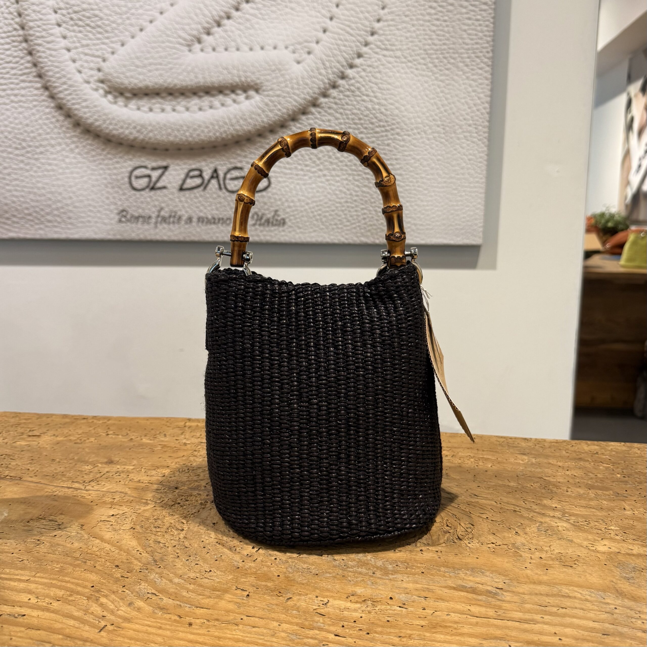 Borsa Mini-Sac Rafia Nero - immagine 3