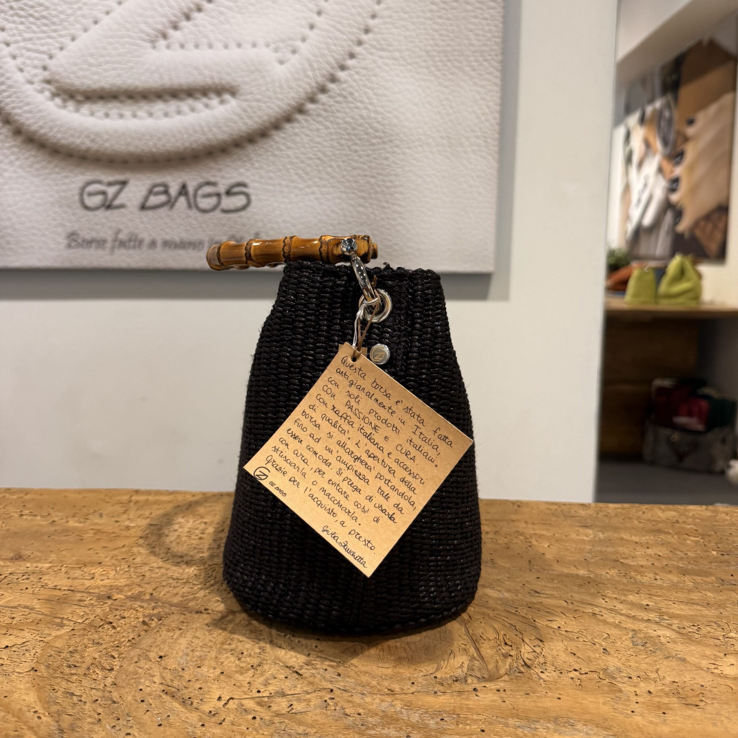 Borsa Mini-Sac Rafia Nero - immagine 2