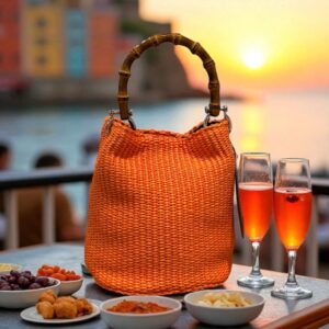 Borsa Mini-Sac Rafia Arancio