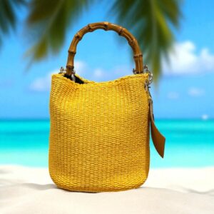 Borsa Mini-Sac Rafia Giallo
