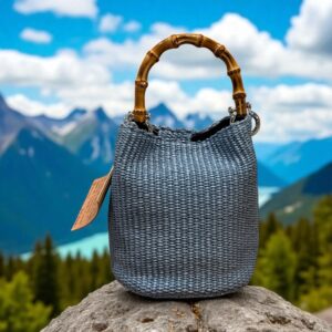 Borsa Mini-Sac Rafia Azzurro Carta Da Zucchero