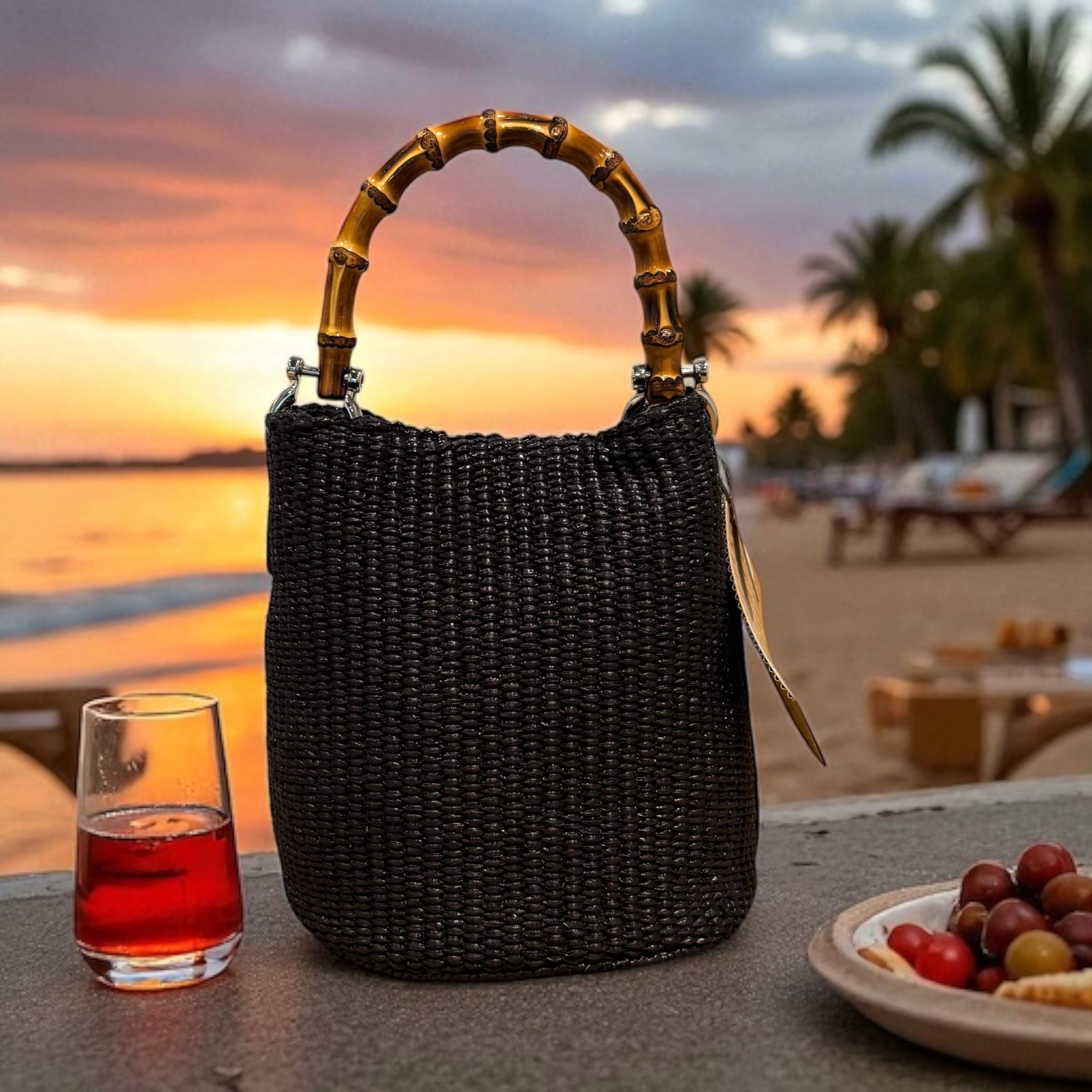 Borsa Mini-Sac Rafia Nero